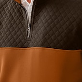 economico Felpe di base-Per uomo Felpa a nido d&#039;ape Maglione Felpa con cerniera a un quarto Nero Verde militare Blu marino Cachi Grigio chiaro Colletto Mao mezza cerniera Color Block Tasche Color Block Ufficio Sportivo