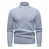 abordables Pull col rond-Homme Pull Pull en tricot A côtes Tricoter Normal Tricoté Plein Col Roulé Mode Décontractées Usage quotidien Rendez-vous Vêtement Tenue Automne hiver Vin Noir S M L