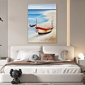 voordelige Schilderijen van landschappen-zeilboot olieverfschilderij handgemaakte abstracte zeilboot canvas kunst schilderijen handgemaakte nautische olieverfschilderij grote zeilschip schilderijen wandkunst moderne zeegezicht schilderij