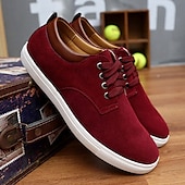 economico Sneakers da uomo-scarpe da ginnastica casual da uomo in pelle scamosciata con lacci – scarpe basse retrò marroni con comoda suola bianca per l&#039;uso quotidiano
