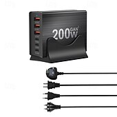 ieftine Periferice de Calculator-200w stație de încărcare gan 6 porturi încărcător usb c încărcare rapidă qc pd 3.0 tip c încărcător rapid usb pentru iphone 15 14 13 12 pro macbook