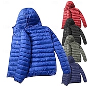 baratos jaquetas e casacos gráficos masculinos-Homens Gráfico Náutico Bussola Baixa Casaco puffer Prova-de-Água Casual Diário Feriado Para Noite Imprimir Outono Inverno Com Capuz Manga Longa Preto Vermelho Azul Marinha