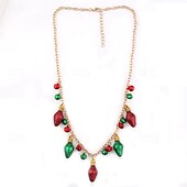 abordables Collar de mujer-Conjunto festivo de collar y pendientes navideños con campanas navideñas y adornos de bombillas brillantes: perfecto para fiestas navideñas