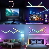 Недорогие Умный ночной свет-RGB светодиодные умные светильники игровые линии света Bluetooth приложение музыкальная синхронизация домашнего стенового креативного освещения световые панели с 24-кнопочным RF пультом управления