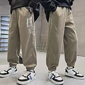 billiga Underdelar-Barn Pojkar Joggingbyxor Byxor Ficka Bokstav Andningsfunktion Mjukt Komfort Byxor Träning Sport Dagligen Svart Kaki Mid midja