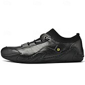 economico Sneakers da uomo-sneakers casual slip-on da uomo in pelle con caviglia in maglia a rete e suola flessibile - ideali per l&#039;uso quotidiano e le attività all&#039;aperto