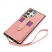 お買い得  サムスン用ケース-電話 ケース 用途 S24 Ultra S24 Plus S23 Ultra S23 Plus バックカバー スタンド付き ミラー ストラップ付き レトロ風 TPU PUレザー