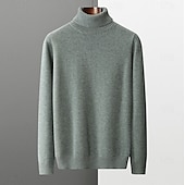 billiga Herrarnas Elite Tröjor &amp; Koftor-Herr Polotröja Sticka Ensfärgat Polokrage Stickat Elegant Jul Utomhus Kläder Höst Vinter Svart Vit S M L