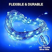 abordables Funciona con energía solar-Elegante cadena de luces de alambre de cobre alimentada por energía solar para fiestas de recepción de bodas, 100/200/300 LED con 8 modos para jardín, Navidad, bodas, fiestas&amp;amp;Decoración exterior