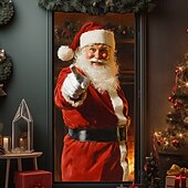 Christmas Door Decorations Door Covers Santa Claus Xmas Snow Door Tapestry Door Curtain Decoration Backdrop Indoor/Outdoor Door Banner for Front Door Farmhouse 18