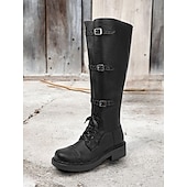 abordables Bottes de combat-bottes de combat à lacets à mollet large pour femmes avec sangles à boucle, semelle robuste - confortables et élégantes pour une tenue décontractée et extérieure