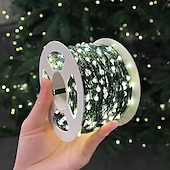 cheap Solar String Lights-50M-500Leds/100M-1000Leds Outdoor High Brightness Copper Wire Light String Large Solar Panel Courtyard Eaves Christmas Trees Balconies Fences Holy Festival Atmosphere Decorative Light String