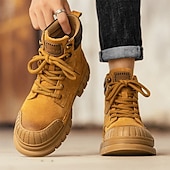 baratos Botas de trabalho-Homens Botas Botas de trabalho Couro Premium Confortável Antiderrapante Com Cadarço Amarelo Cáqui