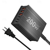 ieftine Periferice de Calculator-200w stație de încărcare gan 6 porturi încărcător usb c încărcare rapidă qc pd 3.0 tip c încărcător rapid usb pentru iphone 15 14 13 12 pro macbook