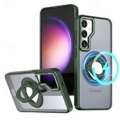 Недорогие Чехлы для Samsung-телефон Кейс для Назначение S25 Ультра Кейс на заднюю панель Магнитный Поддержка беспроводной зарядки Кольцо Пряжка Ретро ТПУ Акрил