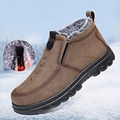 levne Zima a sněhové boty-pánské zimní kotníkové boty s kožíškem – nazouvací nepromokavé teplé boty pro outdoor i běžné nošení