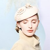 tanie Kapelusze na przyjęcia-kapelusze 100% wełniany kapelusz fedora kapelusz spodek ślub koktajl elegancki ślub z kwiatowym czystym kolorem nakrycie głowy nakrycie głowy