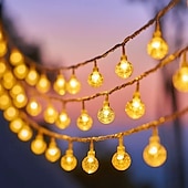 abordables Guirlandes lumineuses à piles-Guirlande lumineuse de Noël à bulles de cristal, 5 m, 50 LED, alimentée par batterie, pour sapin de Noël, nouvel an, fête, maison, jardin, balcon, pendentif, camping en plein air, mariage, décoration