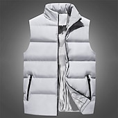 billiga Herrarnas puffer väst-Herr Pufferväst Gilet Quiltad väst Semester Dagligen Datum Mode Ledigt Höst vinter Ficka Polyester Håller värmen Bekväm Ensfärgat Dragkedja Hög krage Normal Svart Vin Rubinrött Blå Väst