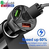 cheap Car Charger-Power Car Charger Fast Charging 20W PD Socket Dual USB QC 3 Type C Cable Car Charger Adapter with LED Ambient Light