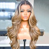 cheap Human Hair Lace Front Wigs-Remy Human Hair 5x5 Closure 13x4 Lace Front Wig Middle Part Brazilian Hair Wavy Multi-color Wig 130% 150% Density with Baby Hair Ombre Hair Highlighted / Balayage Hair Glueless Pre-Plucked For Women