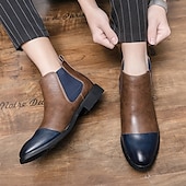 levne Boty Chelsea-pánské dvoubarevné chelsea boots z umělé kůže – stylové nazouvací kotníkové boty s čepicí a elastickými panely pro běžné i formální příležitosti