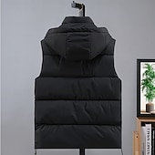 preiswerte Men&#039;s Vest-Herren Puffer Weste Kapuzenweste Gepolstert Weste Steppweste Täglich Verabredung Urlaub Modisch Brautkleider schlicht Herbst Winter Tasche Abnehmbare Kapuze Polyester warm halten Komfortabel Feste