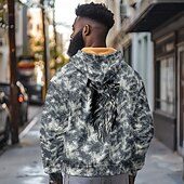 billige hettegenser i fleece for menn-Herre Hattetrøje Hettegensere Genser Hettegenser 3D-utskrift Kamuflasje Høst vinter Designer