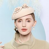 tanie Kapelusze na przyjęcia-kapelusze 100% wełniany kapelusz fedora kapelusz spodek ślub koktajl elegancki ślub z kwiatowym czystym kolorem nakrycie głowy nakrycie głowy