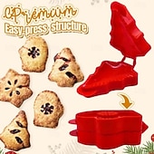 voordelige Keuken-kerst one-press hand taartvormer, kerstkoekjesvormen voor appeltaart en gebak, kerstkoekjesvorm en taartkorstpersgereedschap
