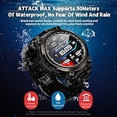 billige Smartklokker-LOKMAT ATTACK MAX Smartklokke 1.53 tommers Smartklokke blåtann Skritteller Samtalepåminnelse Søvnmonitor Kompatibel med Android iOS Dame Herre Lang ventetid Håndfri bruk Vanntett IP68 57 mm urkasse