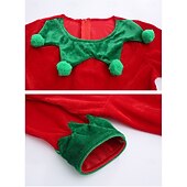 billige Barn Kostymer-Alv Drakter Julkjole Alvekostyme Cosplay Kostumer Gutt Jente Jul Spesiell Barne Jul Karneval Maskerade Jul Fest Topp Bukser Hatt