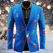 billiga Christmas Light Outfit-Herr Glödlampa Långärmad Nedvikt Artistisk Ledigt Festkvällskläder Dagligen Knappar 3D-utskrift Flera fickor