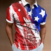 baratos Patriótico 250 Polos-4 de julho de 2026 250º Homens Bandeira americana veteranos Camisas Polo com zíper Camisa de golfe Manga Curta Camisas polo Camisas de colarinho Casual Streetwear Roupas de férias Trajes de festa