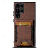 זול מארז סמסונג-טלפון מגן עבור S24 Ultra S23 Ultra Plus S22 Plus Ultra S25 Ultra כיסוי אחורי עם מעמד חריץ לכרטיס עמיד בזעזועים רטרו TPU PC עור PU