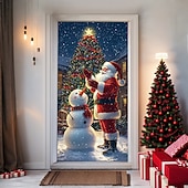 baratos Capas para portas de Natal-decorações de porta de natal capas de porta natal papai noel em pé porta tapeçaria cortina de porta decoração pano de fundo porta banner para porta da frente fazenda festa de fim de ano decoração