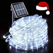 economico Striscie luci ad energia solare-7m-50leds/12m-100leds/22m-200leds lampada solare per esterni natalizia cortile balcone recinzione scala atmosfera festosa stringa di luci decorative