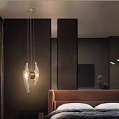 abordables Suspension-suspension en verre postmoderne à LED 2 lumières tête de lit en cuivre lustre suspendu luminaires suspension 110-240v