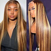 economico Parrucche lace front capelli veri-Parrucca in pizzo 4*4 colore pianoforte p4/27 capelli umani in pizzo frontale dritto densità 150%