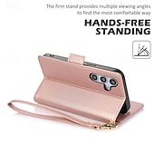 cheap Samsung Cases-Phone Case For S24 S24 Ultra Plus S24 FE S23 S22 S21 S20 Ultra Plus FE A55 A35 A25 A15 5G A14 A34 A73 A53 A33 A72 A52 A42 A12 Back Cover with Stand Holder with Wrist Strap Card Slot Retro TPU PU