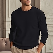 preiswerte Herrenpullover-Herren Wollpullover Pullover Kaschmir Kaschmirpullover Strickpullover Gerippt Stricken Standard Strick Glatt Rundhalsausschnitt Modisch Brautkleider schlicht Freizeitskleidung Verabredung Bekleidung