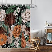 baratos Cortinas de Banho-Cortina de Chuveiro com 12 Ganchos 180cm*180cm(70&quot;*70&quot;) Poliéster Lavável Impermeável Padrão de Decoração de Banheiro para Banheira com Flores Peônia Vintage