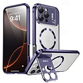Недорогие Чехлы для iPhone-телефон Кейс для Назначение iPhone 16 Про Макс Плюс айфон 16 плюс Айфон 15 Про Макс Плюс iPhone 14 Pro Max iPhone 13 Pro Max Магнитный адсорбционный футляр С Магсейф со стендом Прозрачный Магнитный