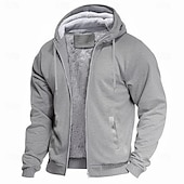 cheap Fleece Sweatshirts-Men&#039;s Zip Hoodie Sweatshirt Fleece Hoodie Thick Hoodies Navy Blue+Light Gray Dark Gray+Black Black Red Navy Blue Hooded Plain Work Sports &amp; Outdoor Casual Streetwear Basic Casual Spring &amp; Fall
