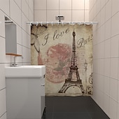 economico Tende doccia-Tenda da doccia con ganci 180cm*180cm (70&quot;*70&quot;) in poliestere lavabile impermeabile modello decorativo per bagno e vasca torre Eiffel vintage