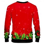 economico Costume di Natale-Natale Per uomo Pop art Fiocco Nastro Felpa Manica lunga Felpa Girocollo Di tendenza Fantastico Giornaliero Stampa 3D Feste Natale Girocollo Stampa 3D 2 in 1 Inverno Primavera &amp; Autunno