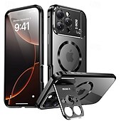 Недорогие Чехлы для iPhone-телефон Кейс для Назначение iPhone 16 Про Макс Плюс айфон 16 плюс Айфон 15 Про Макс Плюс iPhone 14 Pro Max iPhone 13 Pro Max Магнитный адсорбционный футляр С Магсейф со стендом Прозрачный Магнитный