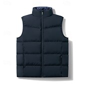 preiswerte Men&#039;s Vest-Herren Steppweste Täglich Lässig Herbst Winter Tasche Polyester Bequem Einfarbig Vorne geknöpft Stehkragen Normale Passform Schwarz Königliches Blau Dunkelgrün Hell Gray Weste