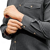 preiswerte Herren-Oberhemden-Herren Hemd Flanelljacke Flanell Hemden Knopfhemd Cargo-Shirt Feste Farbe Outdoor Arbeit Schwarz Weiß Hellgrün Wein Langarm Umlegekragen Frühling &amp; Herbst Bekleidung Farbblock