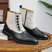 abordables Bottes habillées-bottines à boutons en similicuir bicolore pour hommes – bottines de style victorien vintage pour occasions formelles et décontractées